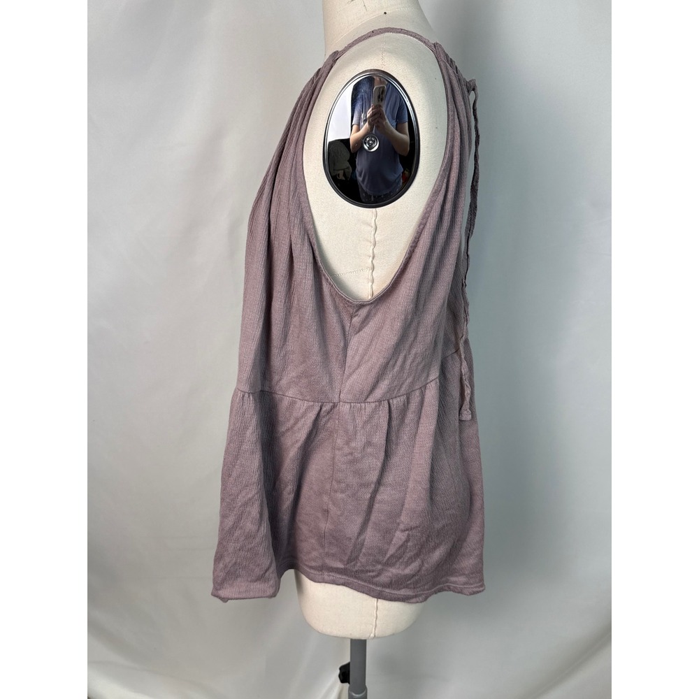 Maurices 0X Purple Halter Babydoll Tank Top Waffle Knit Sleeveless Blouse - Picture 2 of 9